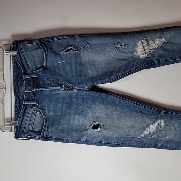 & DENIM Jeans ~ Distressed Skinny Coupe Moulante Jeans with Button-fly - Picture 2 of 13